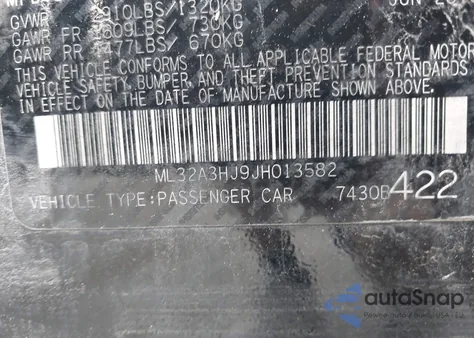 2018 Mitsubishi Mirage Es from USA, damaged, VIN ML32A3HJ9JH013582